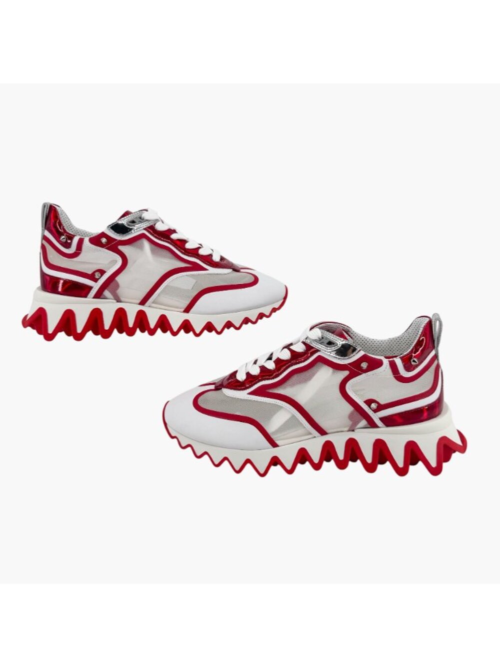 Christian Louboutin Sharkina White Mesh Red Sneakers Size 39.5 US 9.5 Women 6924 - Picture 9 of 15